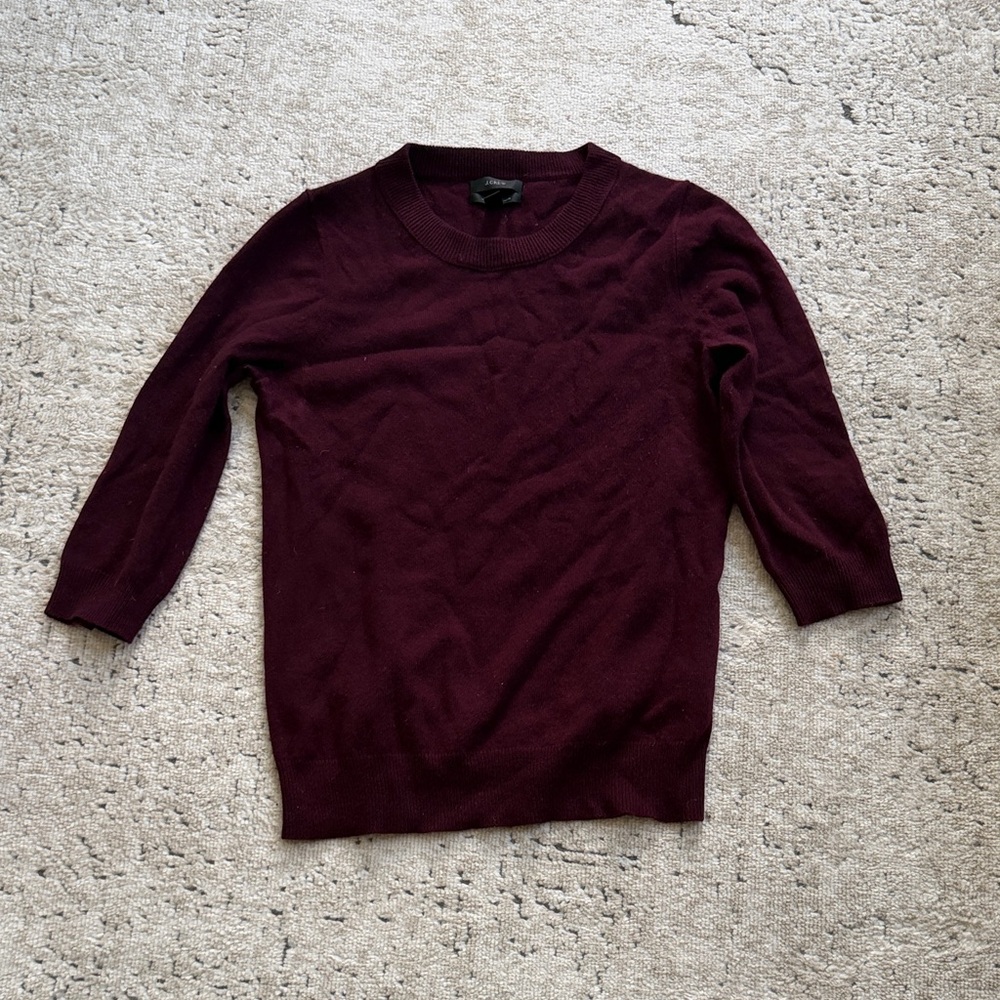 J. Crew Women’s Cashmere Burgundy Crewneck Sweater in Burgundy